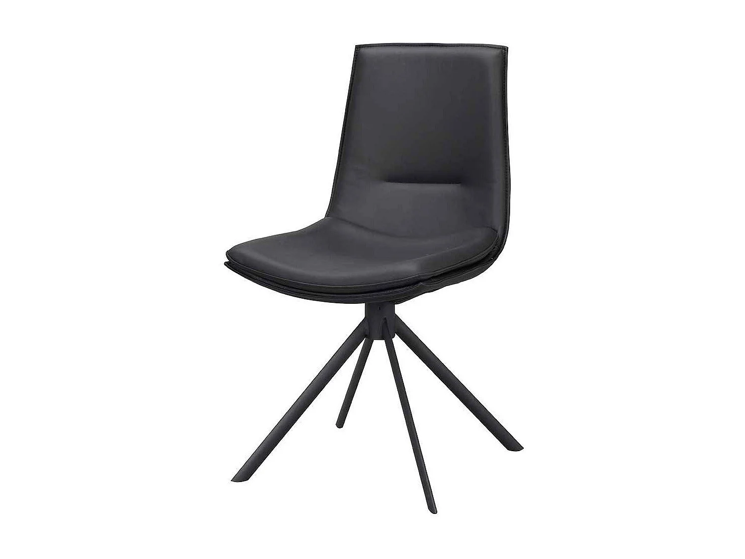 Schwarze Lederstühle mit Gestell aus Metall drehbar (2er Set)