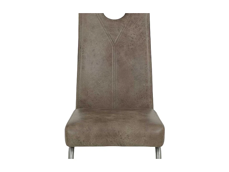 Freischwinger Stühle in Schlamm und Silberfarben Microfaser und Metall (Set)