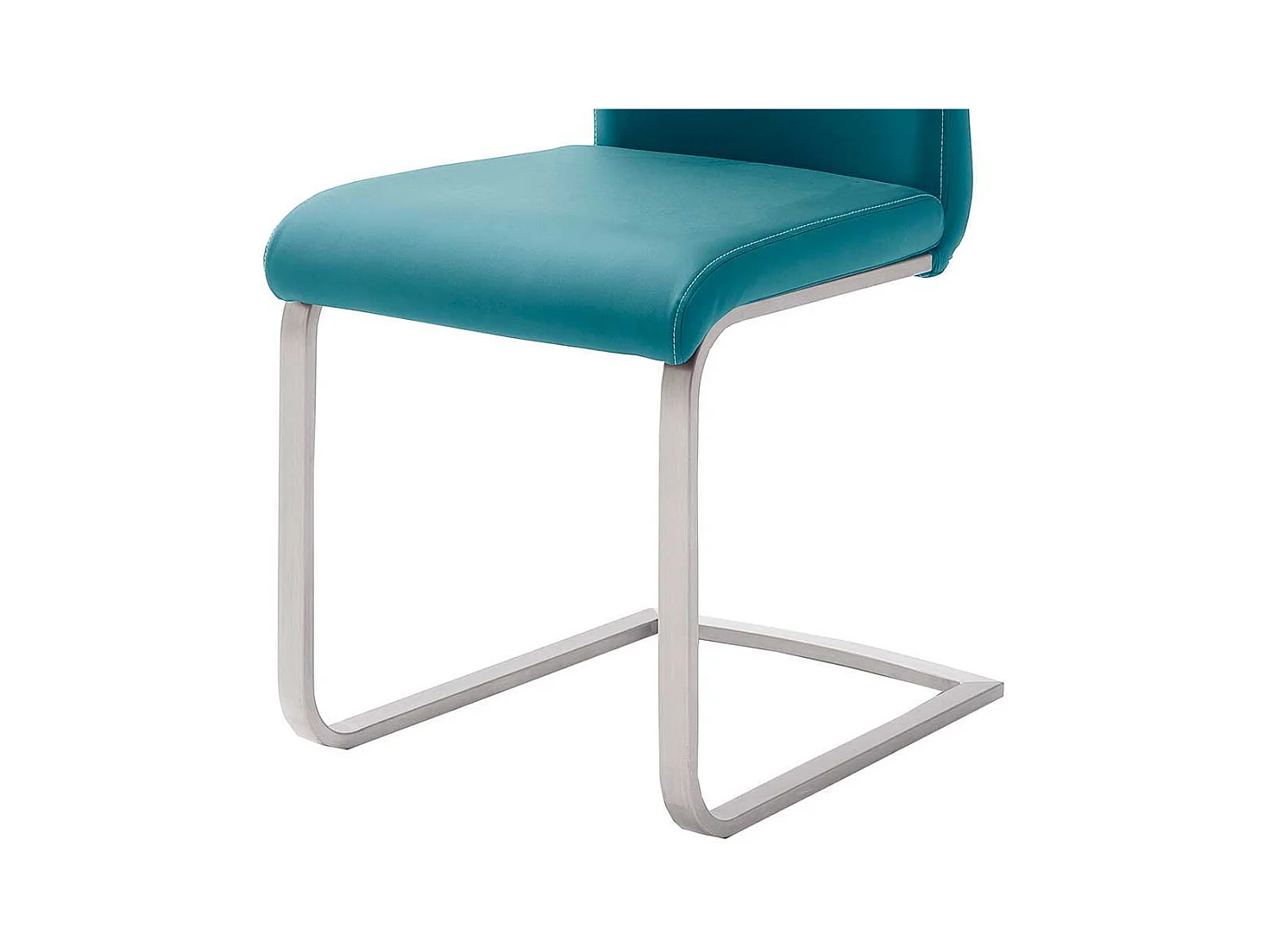 Esszimmer Schwingstuhl in Petrol Kunstleder Edelstahl (4er Set)