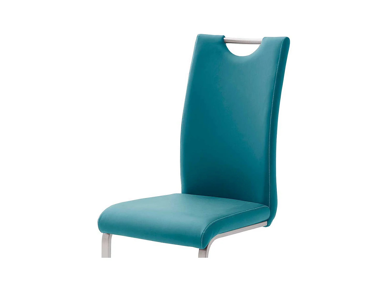 Esszimmer Schwingstuhl in Petrol Kunstleder Edelstahl (4er Set)