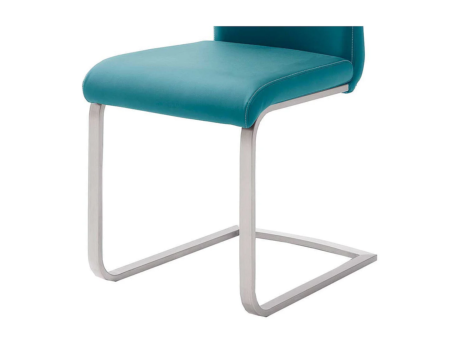 Esszimmer Schwingstuhl in Petrol Kunstleder Edelstahl (4er Set)