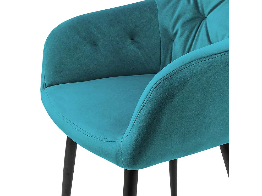 Esszimmerarmlehnstuhl in Türkis Samt Metallgestell