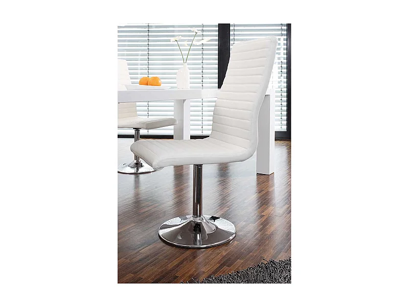 Drehbare Stühle in Weiß Kunstleder hoher Lehne (4er Set)