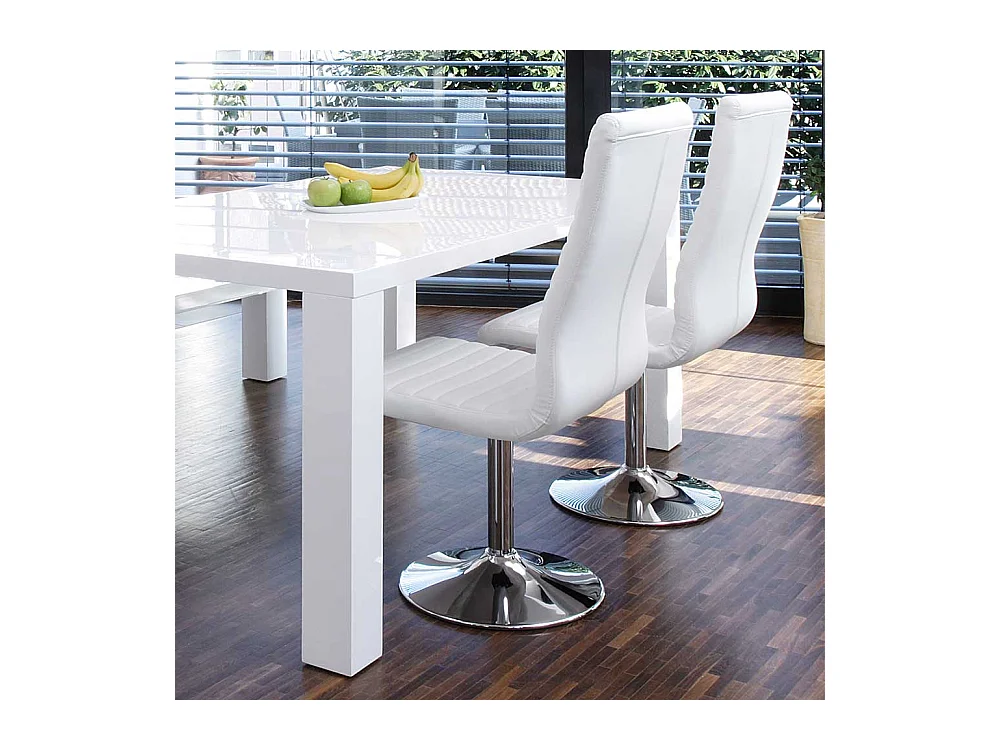 Drehbare Stühle in Weiß Kunstleder hoher Lehne (4er Set)