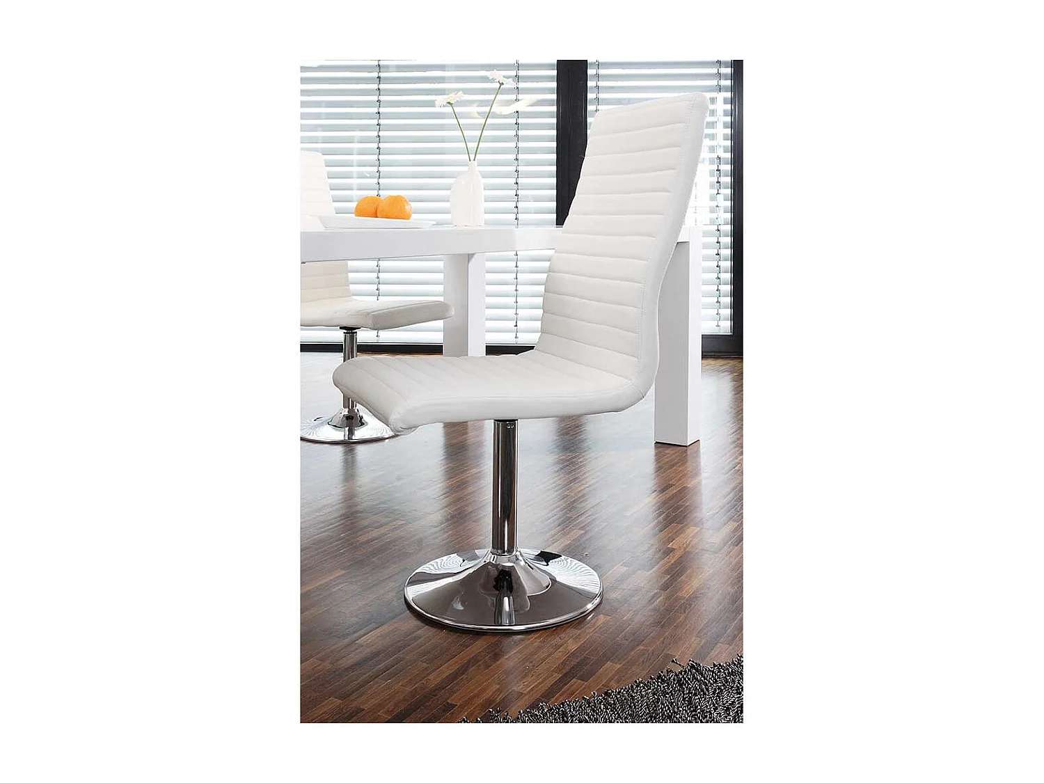 Drehbare Stühle in Weiß Kunstleder hoher Lehne (4er Set)