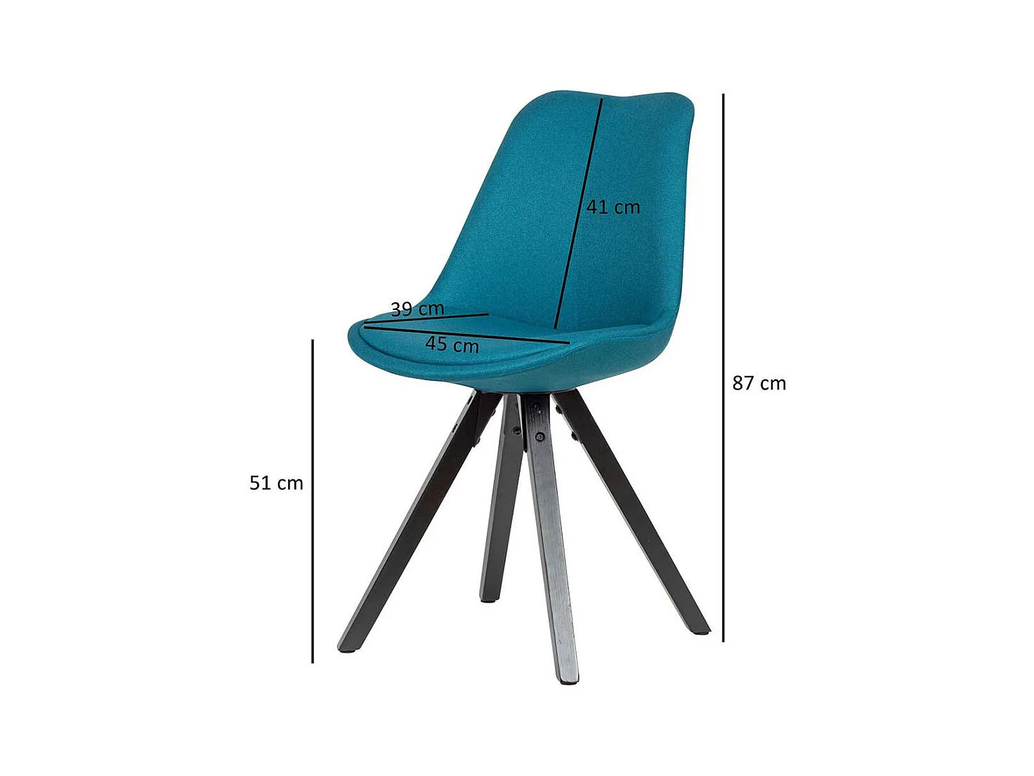 Schalen Esstischstühle in Petrol Webstoff Massivholzgestell (2er Set)