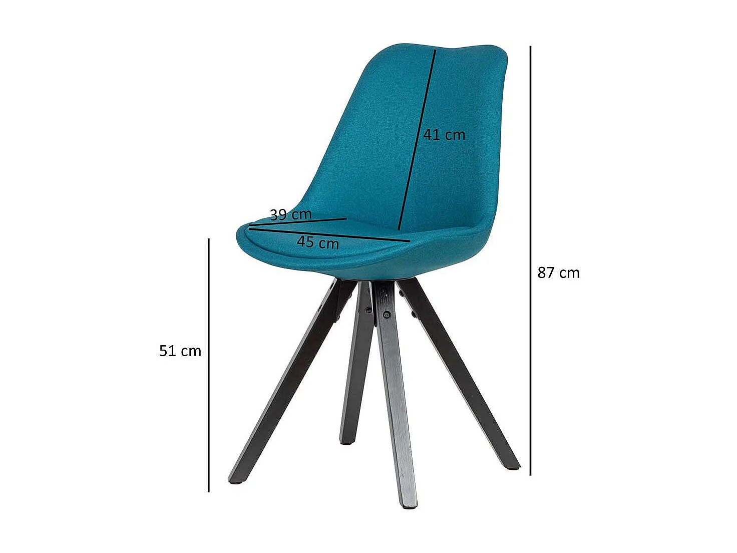 Schalen Esstischstühle in Petrol Webstoff Massivholzgestell (2er Set)