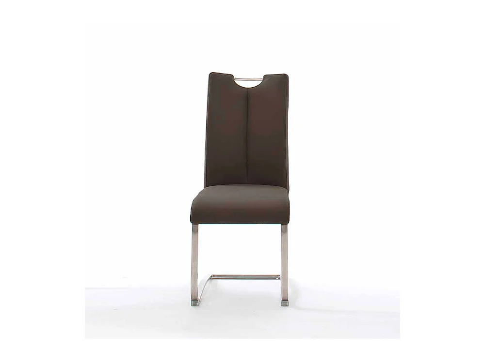 Esstischstuhl in Kunstleder Braun Edelstahl (2er Set)