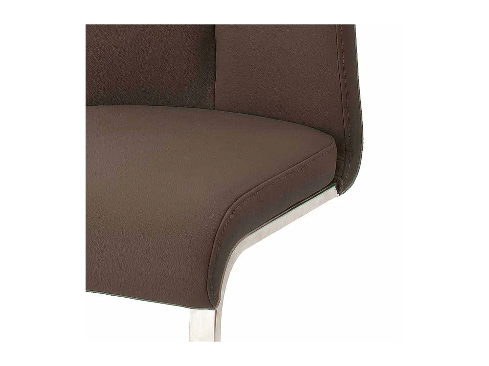 Esstischstuhl in Kunstleder Braun Edelstahl (2er Set)