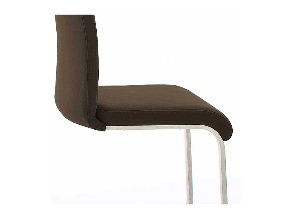 Esstischstuhl in Kunstleder Braun Edelstahl (2er Set)