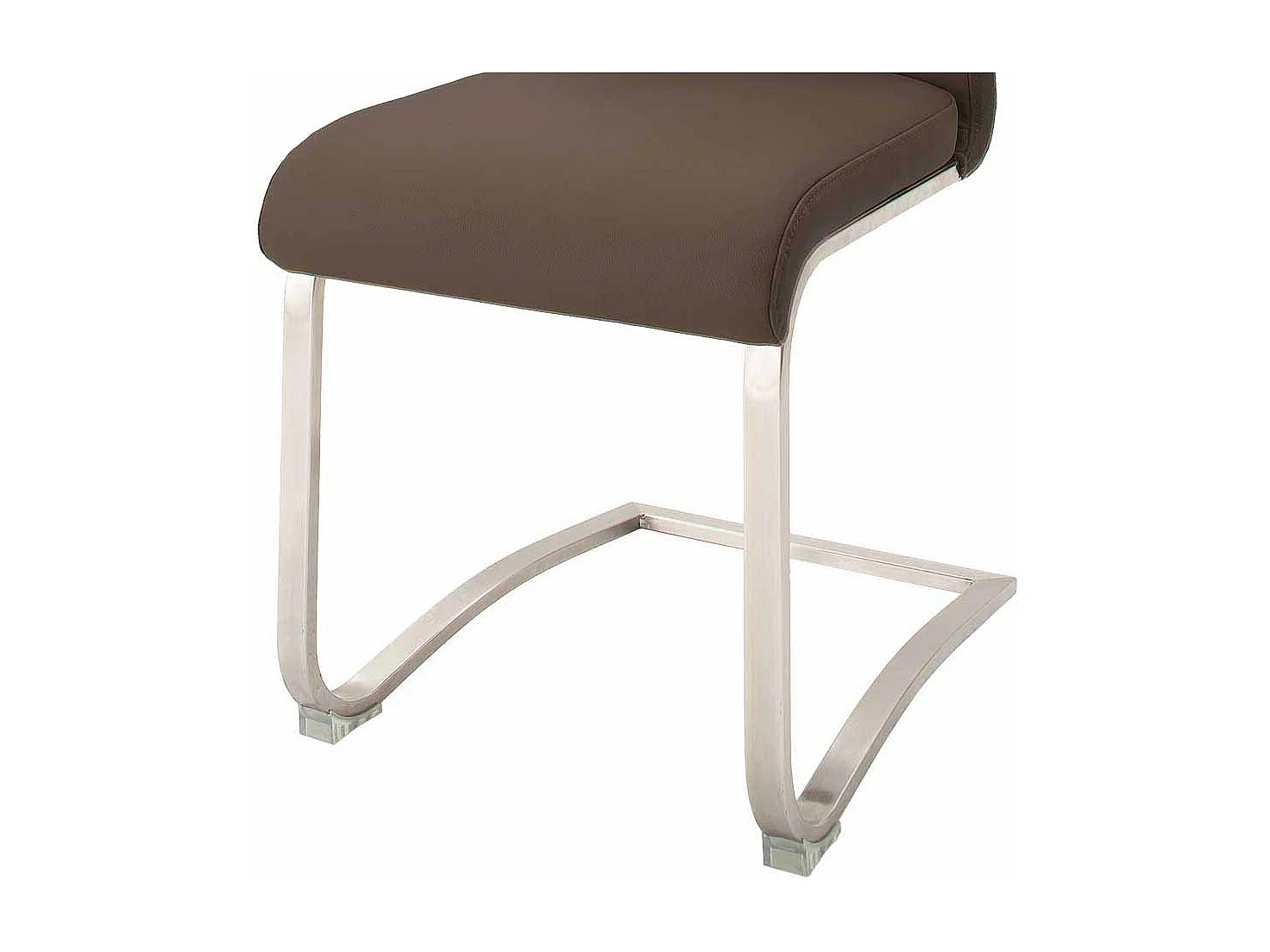 Esstischstuhl in Kunstleder Braun Edelstahl (2er Set)