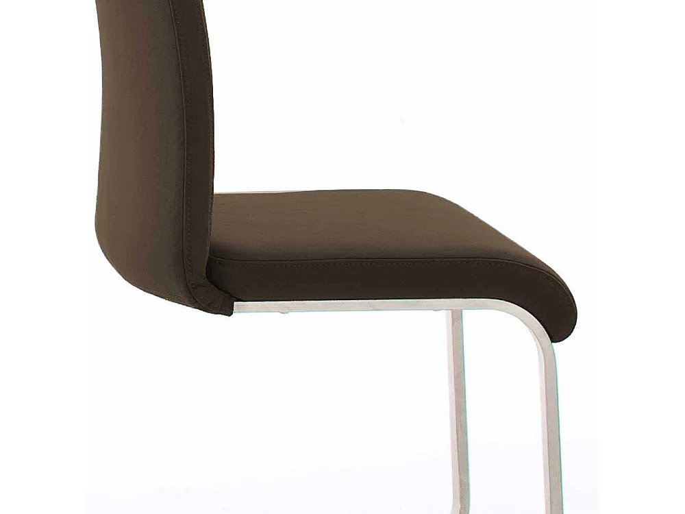 Esstischstuhl in Kunstleder Braun Edelstahl (2er Set)