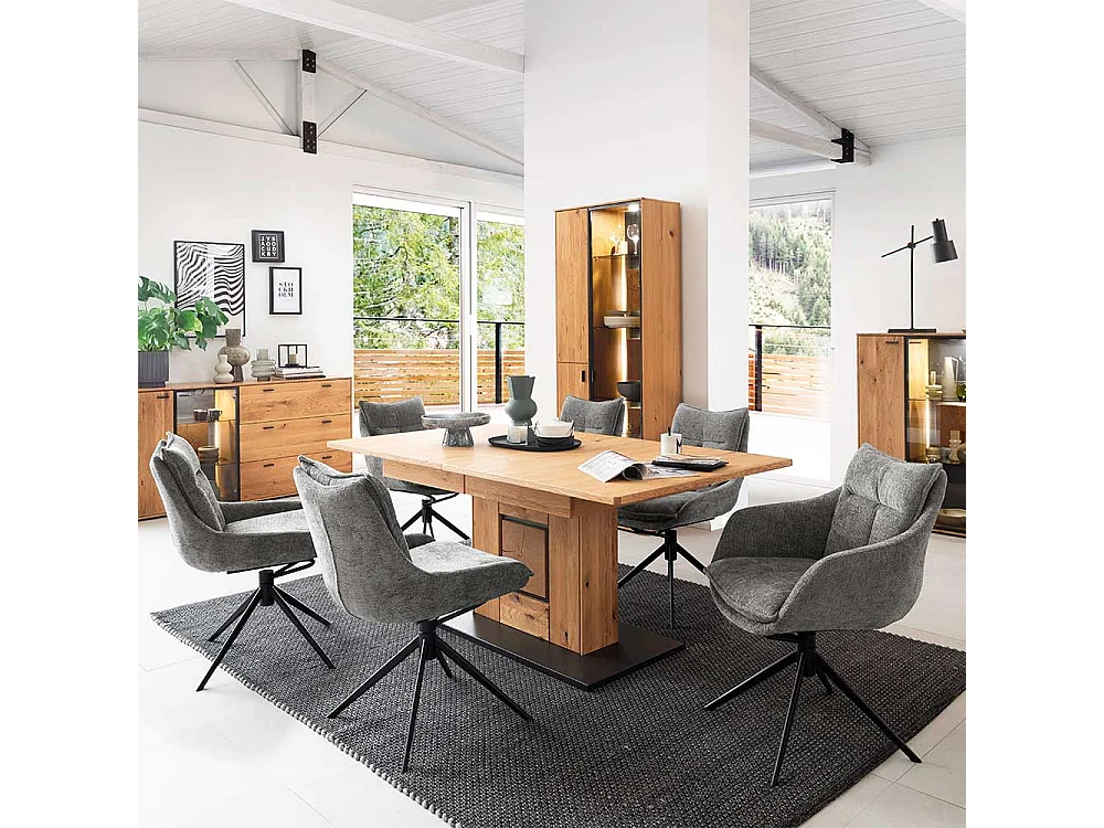 Esszimmerarmlehnstuhl aus Strukturstoff Anthrazit (2er Set)