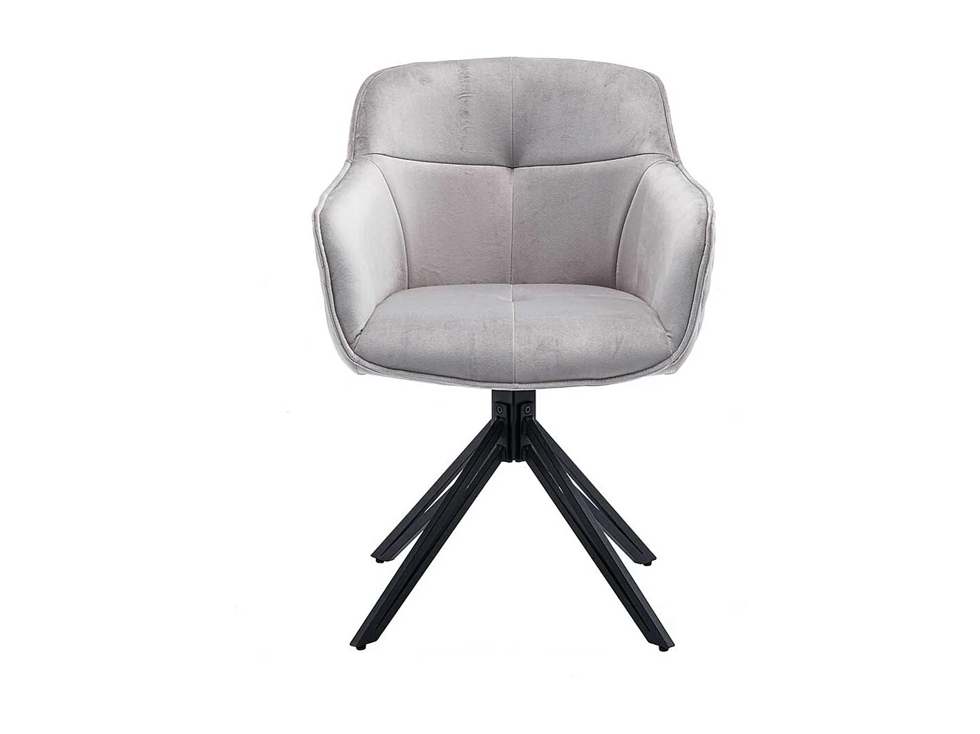 Esszimmerstuhl mit Steppungen in Hellgrau Samt Gestell drehbar