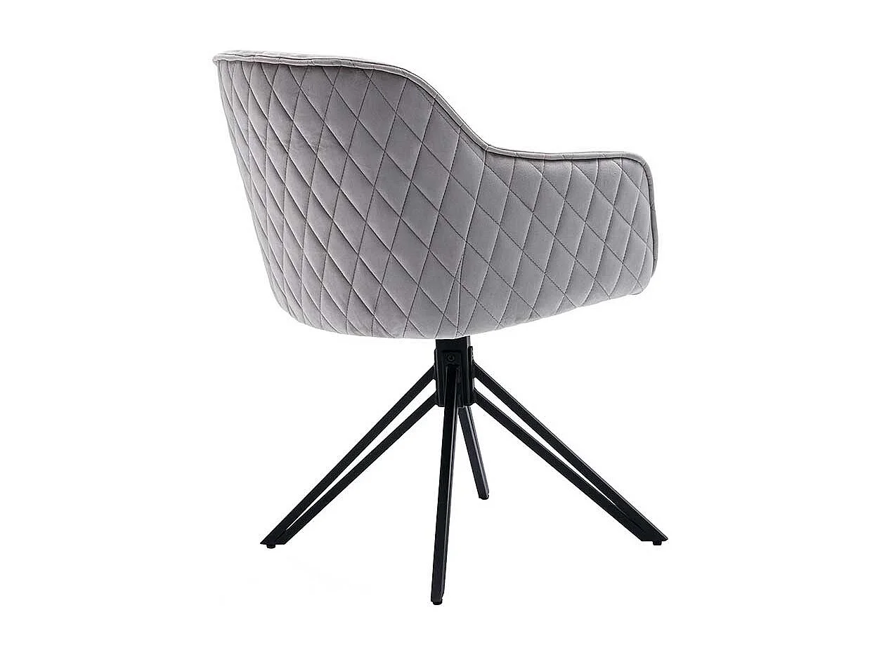 Esszimmerstuhl mit Steppungen in Hellgrau Samt Gestell drehbar