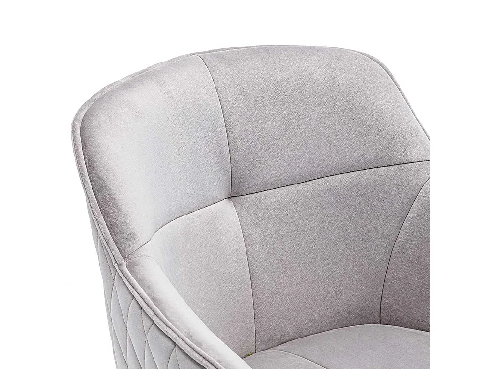 Esszimmerstuhl mit Steppungen in Hellgrau Samt Gestell drehbar