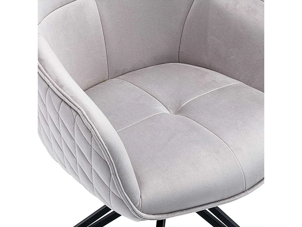 Esszimmerstuhl mit Steppungen in Hellgrau Samt Gestell drehbar