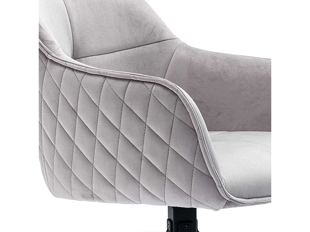 Esszimmerstuhl mit Steppungen in Hellgrau Samt Gestell drehbar