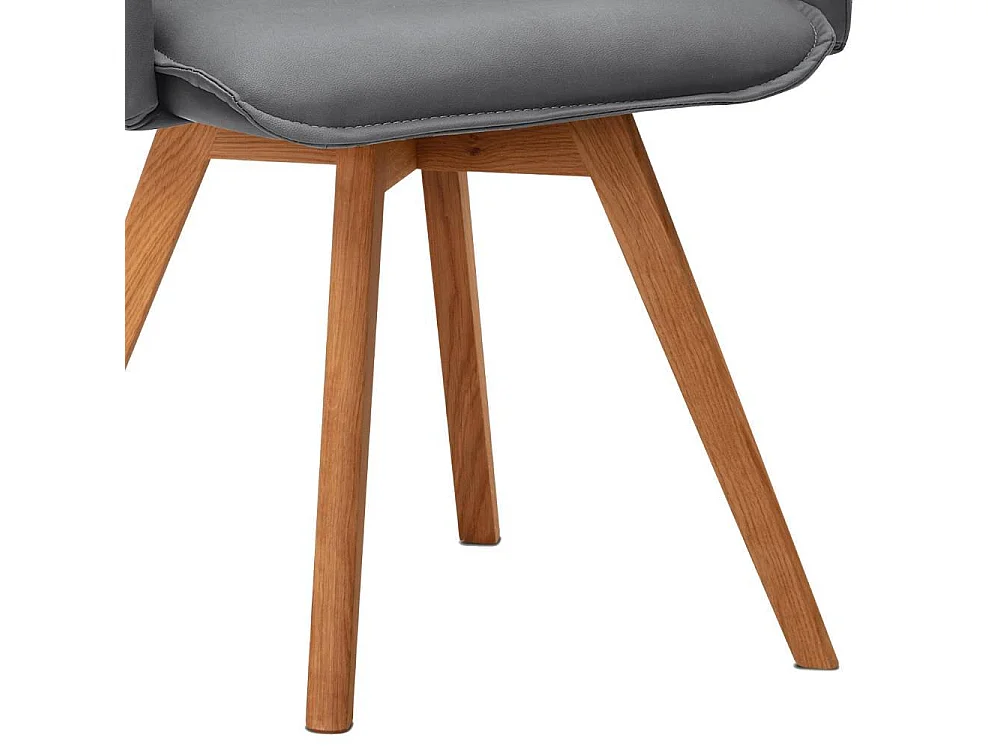 Polsterstuhl Armlehner in Dunkelgrau mit Gestell aus Massivholz