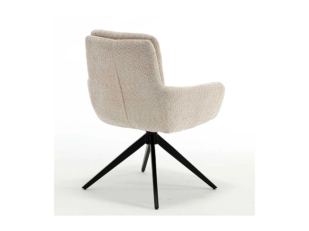 Drehbarer Esszimmerarmlehnstuhl aus Boucle Stoff Gestell aus Metall (2er Set)