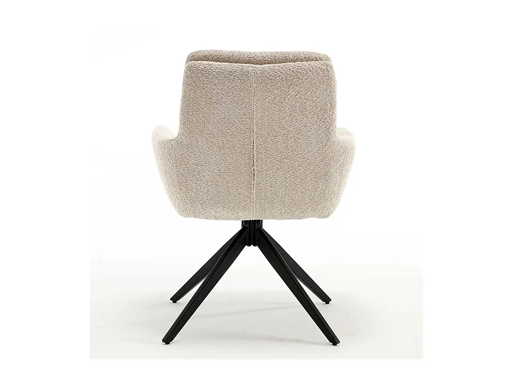 Drehbarer Esszimmerarmlehnstuhl aus Boucle Stoff Gestell aus Metall (2er Set)