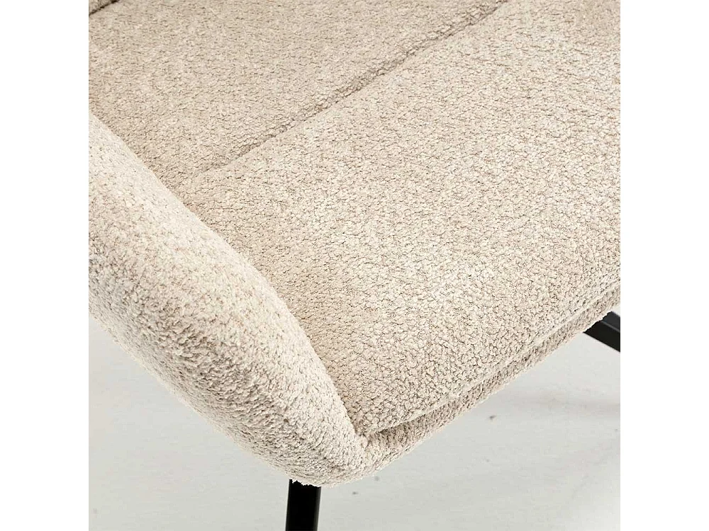 Drehbarer Esszimmerarmlehnstuhl aus Boucle Stoff Gestell aus Metall (2er Set)