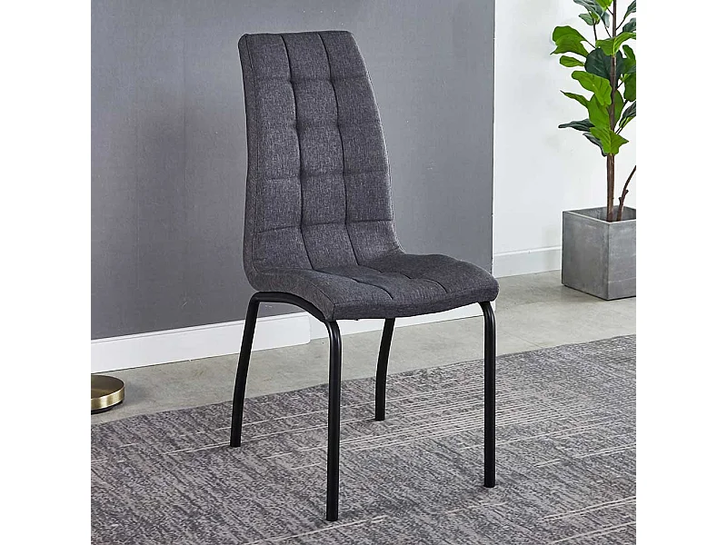 Esstisch Stühle in Dunkelgrau Webstoff modern (2er Set)