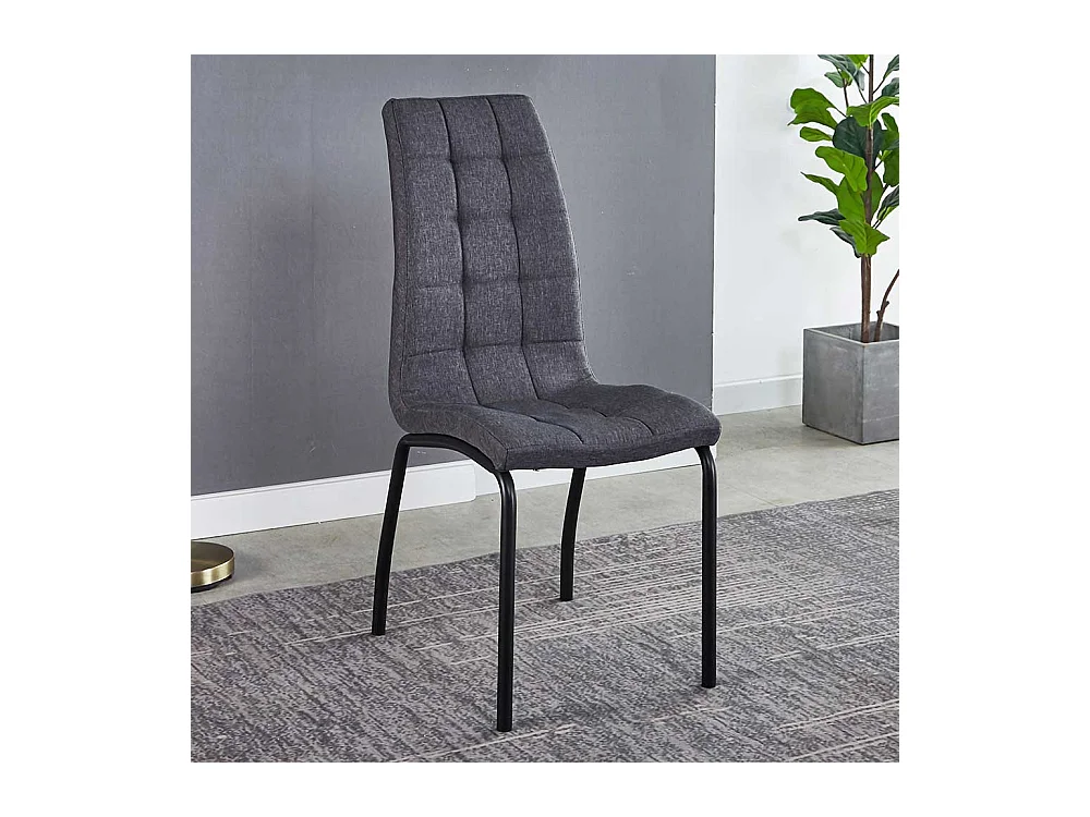 Esstisch Stühle in Dunkelgrau Webstoff modern (2er Set)
