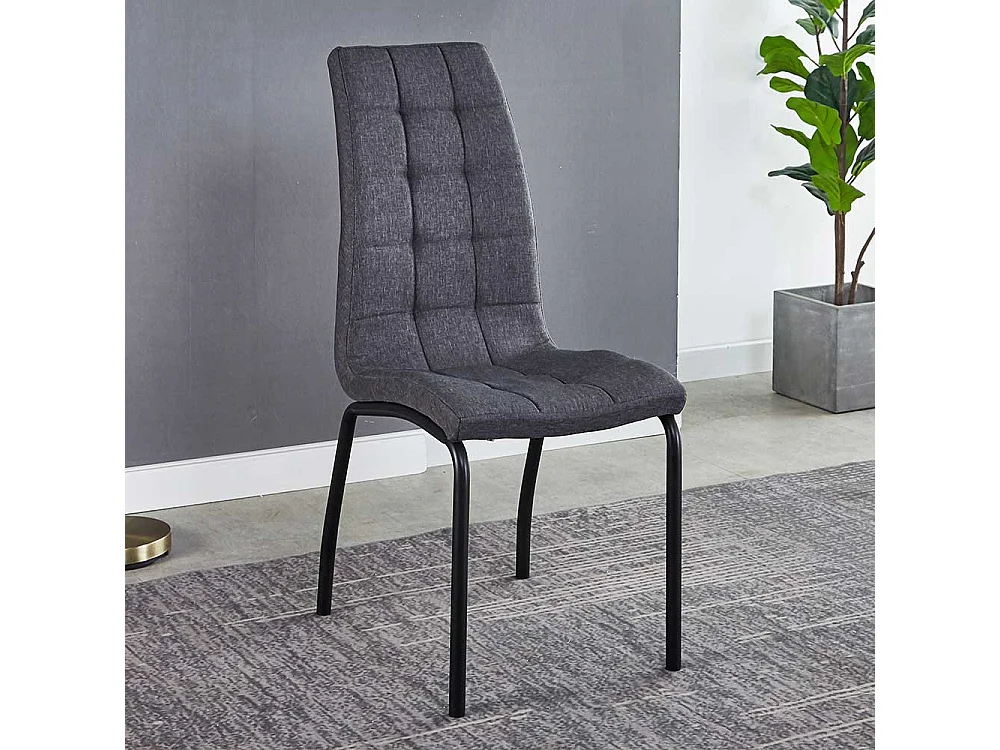 Esstisch Stühle in Dunkelgrau Webstoff modern (2er Set)