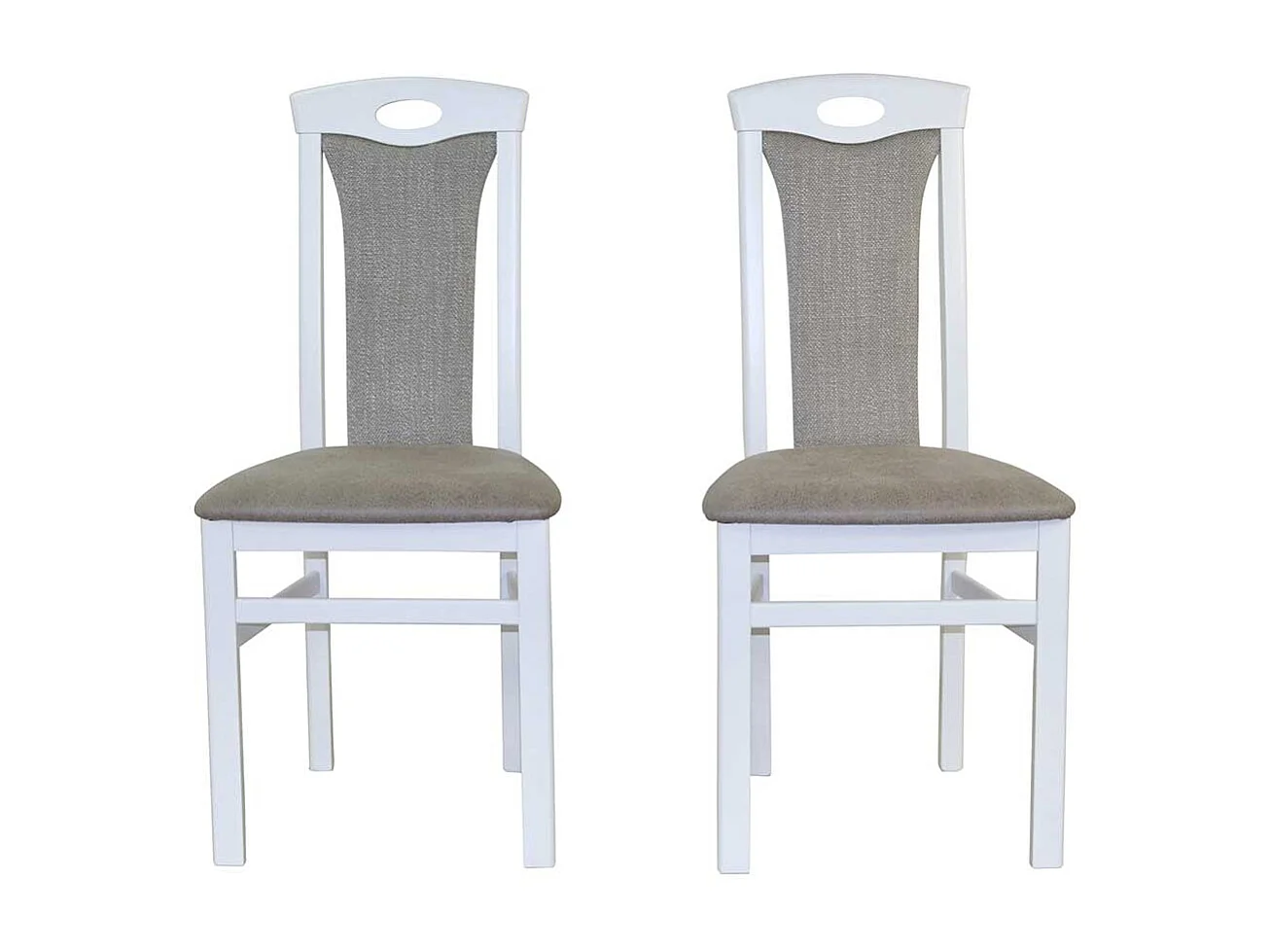 2 Esszimmer Stühle in Weiß Bezug Hellgrau (2er Set)