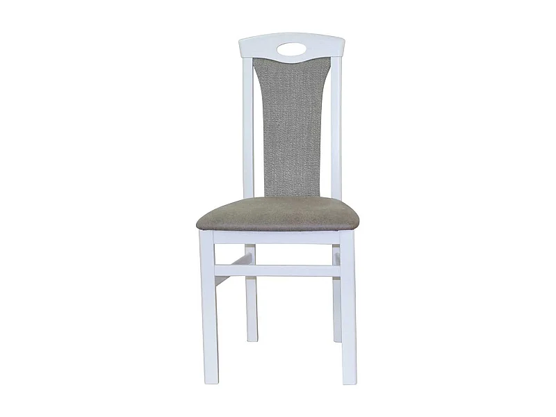 2 Esszimmer Stühle in Weiß Bezug Hellgrau (2er Set)