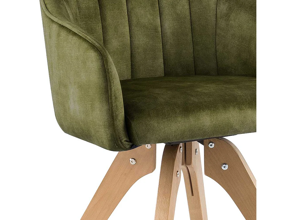 Drehbare Polsterstühle in Olivgrün Velours Armlehnen (2er Set)
