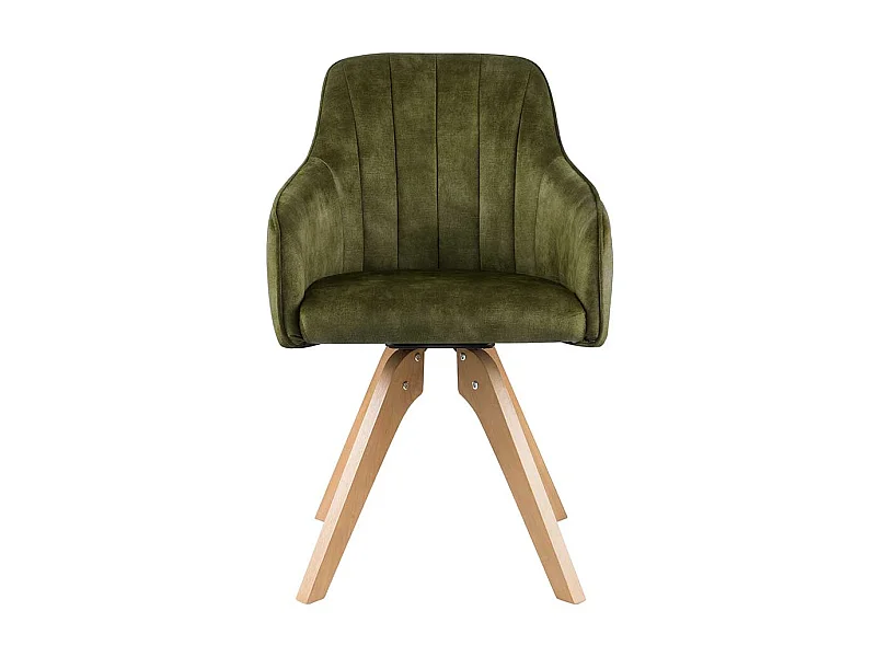 Drehbare Polsterstühle in Olivgrün Velours Armlehnen (2er Set)