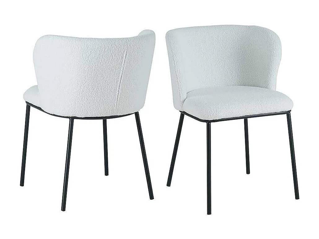 Polsterstuhl Set Esszimmer aus Boucle Stoff und Metall 55 cm breit (2er Set)