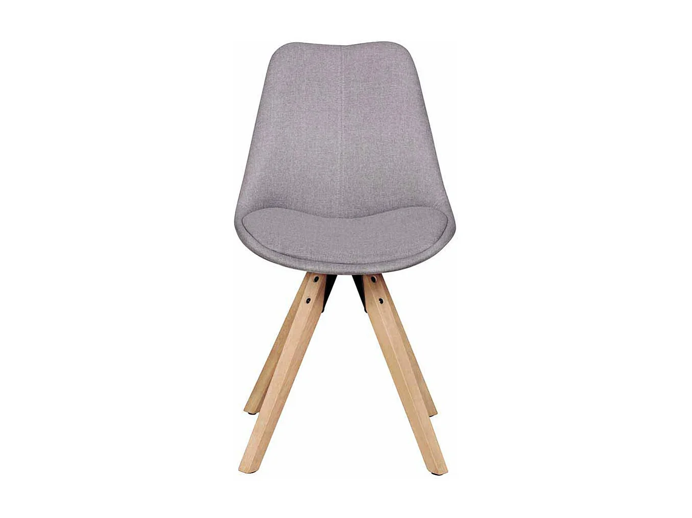 Retro Schalenstuhl in Hellgrau Stoff Holz Gestell (2er Set)