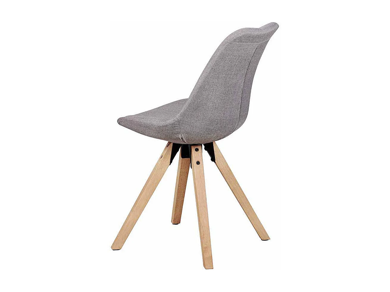 Retro Schalenstuhl in Hellgrau Stoff Holz Gestell (2er Set)