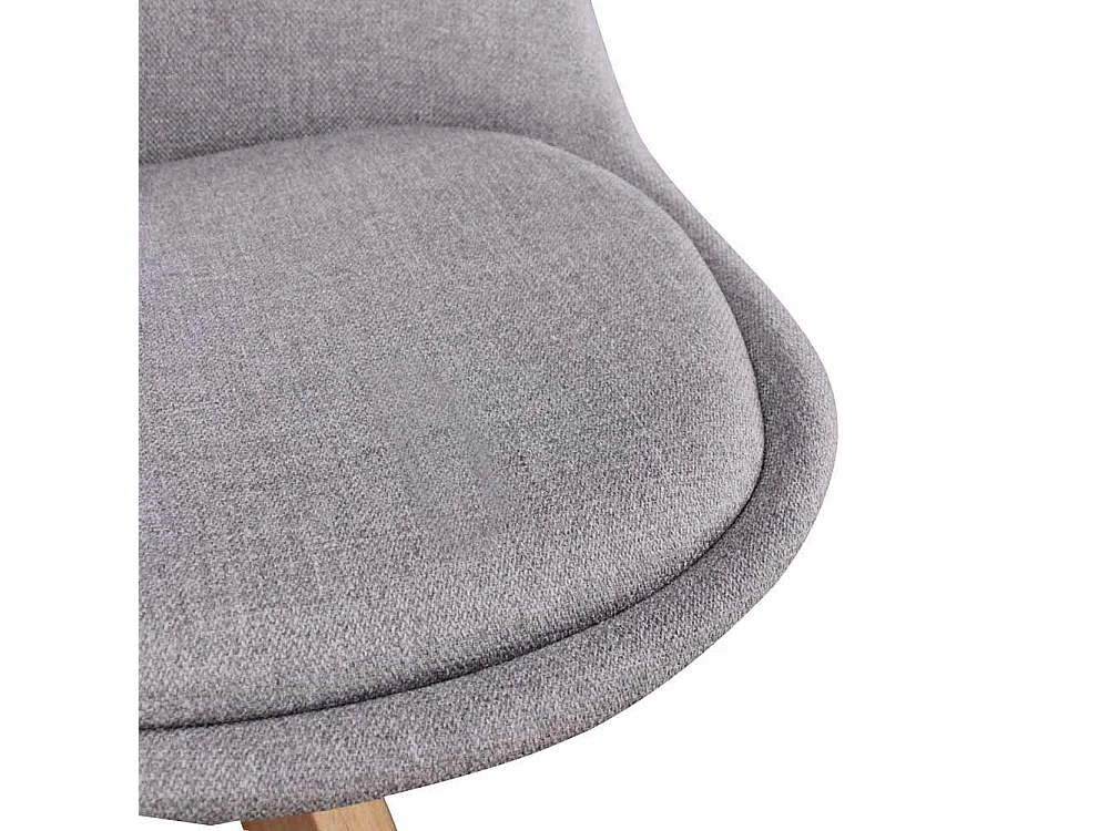 Retro Schalenstuhl in Hellgrau Stoff Holz Gestell (2er Set)