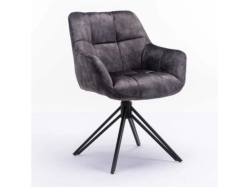 Polster Armlehnstühle in Anthrazit und Schwarz Gestell aus Metall (2er Set)