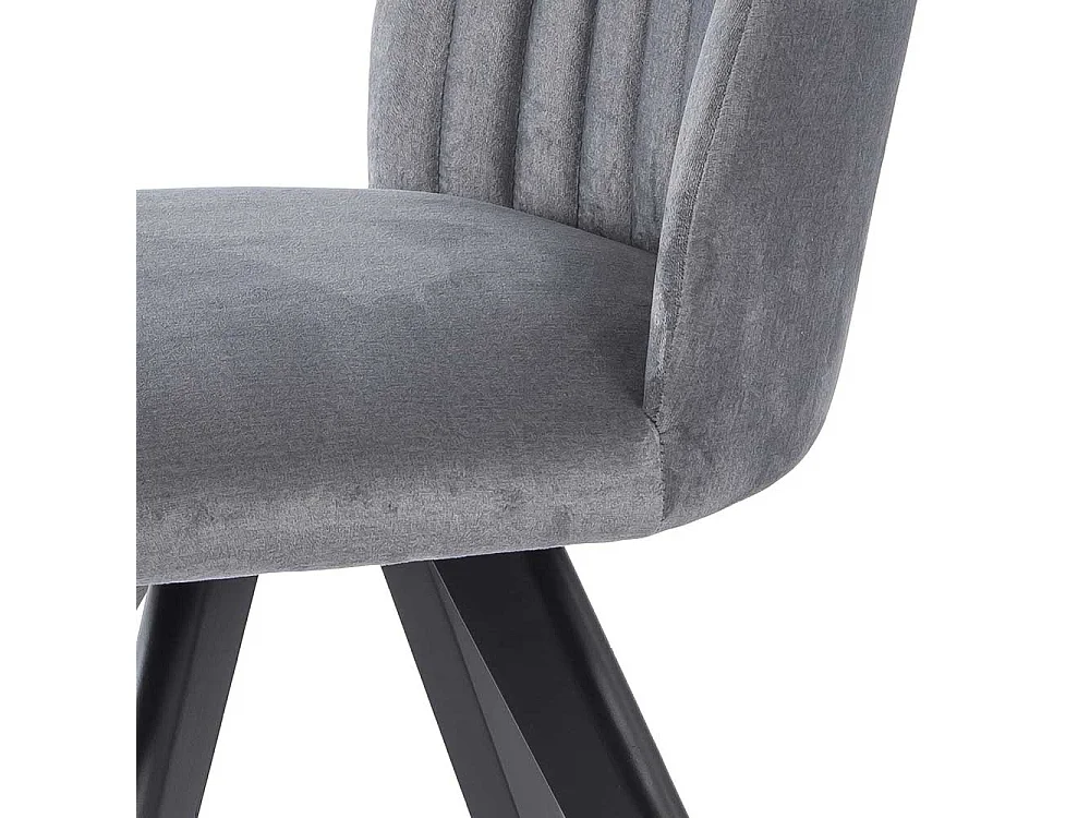 Grauer Polsterstuhl mit Gestell aus Massivholz Schwarz (2er Set)