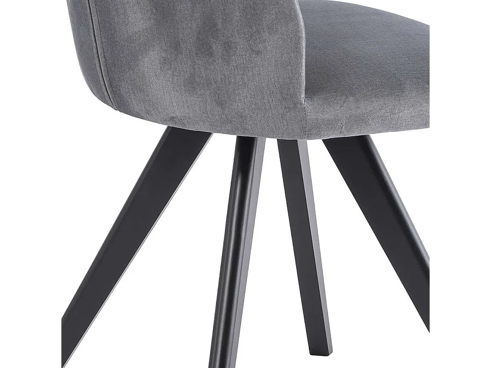 Grauer Polsterstuhl mit Gestell aus Massivholz Schwarz (2er Set)