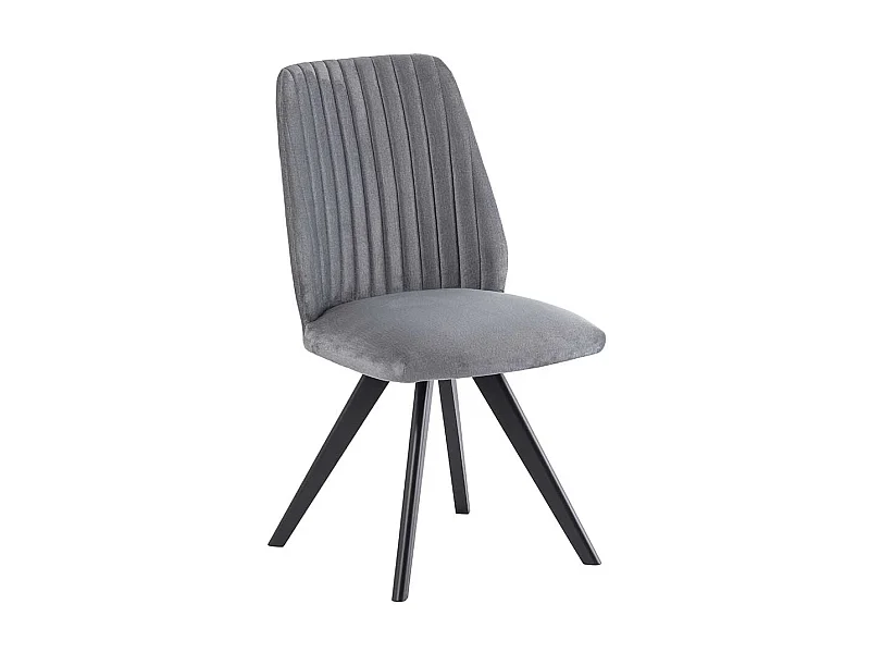 Grauer Polsterstuhl mit Gestell aus Massivholz Schwarz (2er Set)