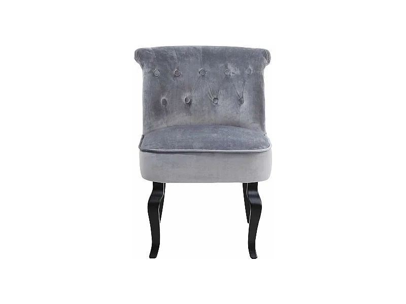 Samt Polsterstuhl in Grau Knopfsteppung