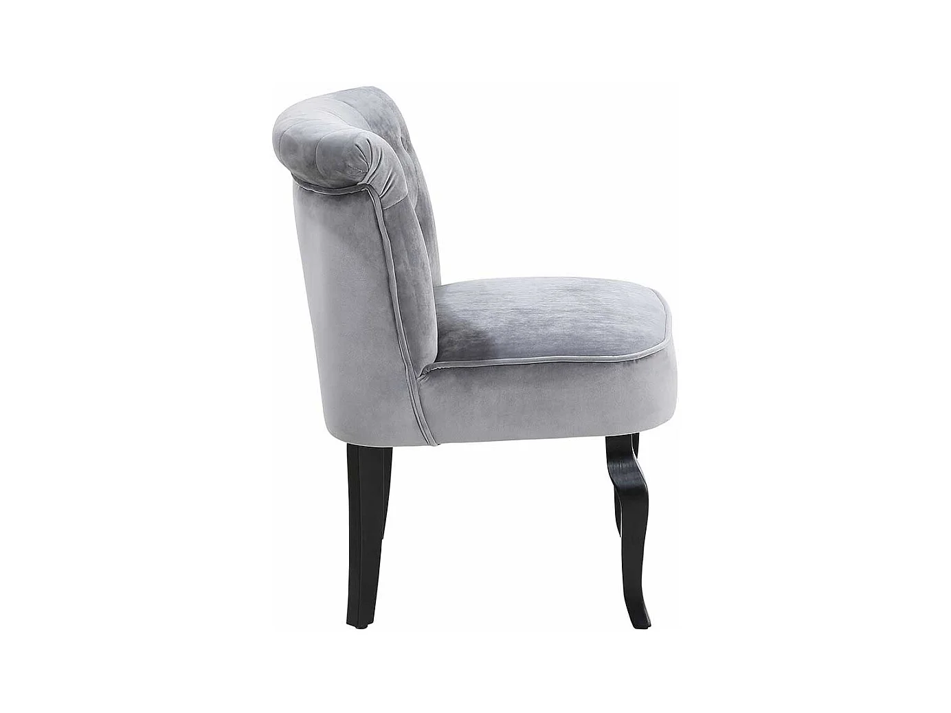 Samt Polsterstuhl in Grau Knopfsteppung