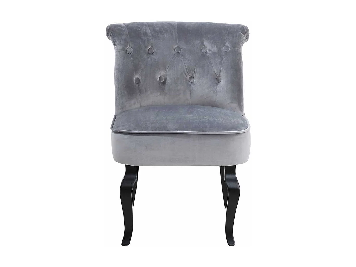 Samt Polsterstuhl in Grau Knopfsteppung