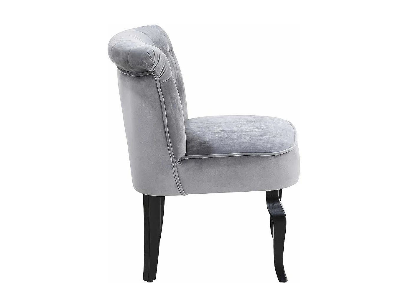 Samt Polsterstuhl in Grau Knopfsteppung