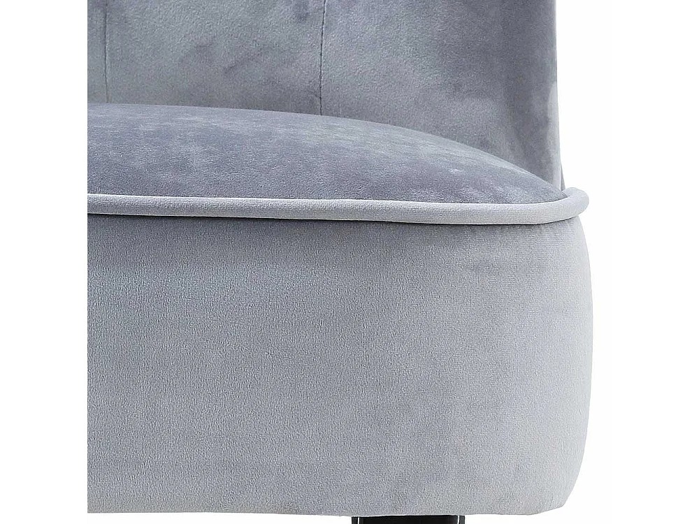Samt Polsterstuhl in Grau Knopfsteppung