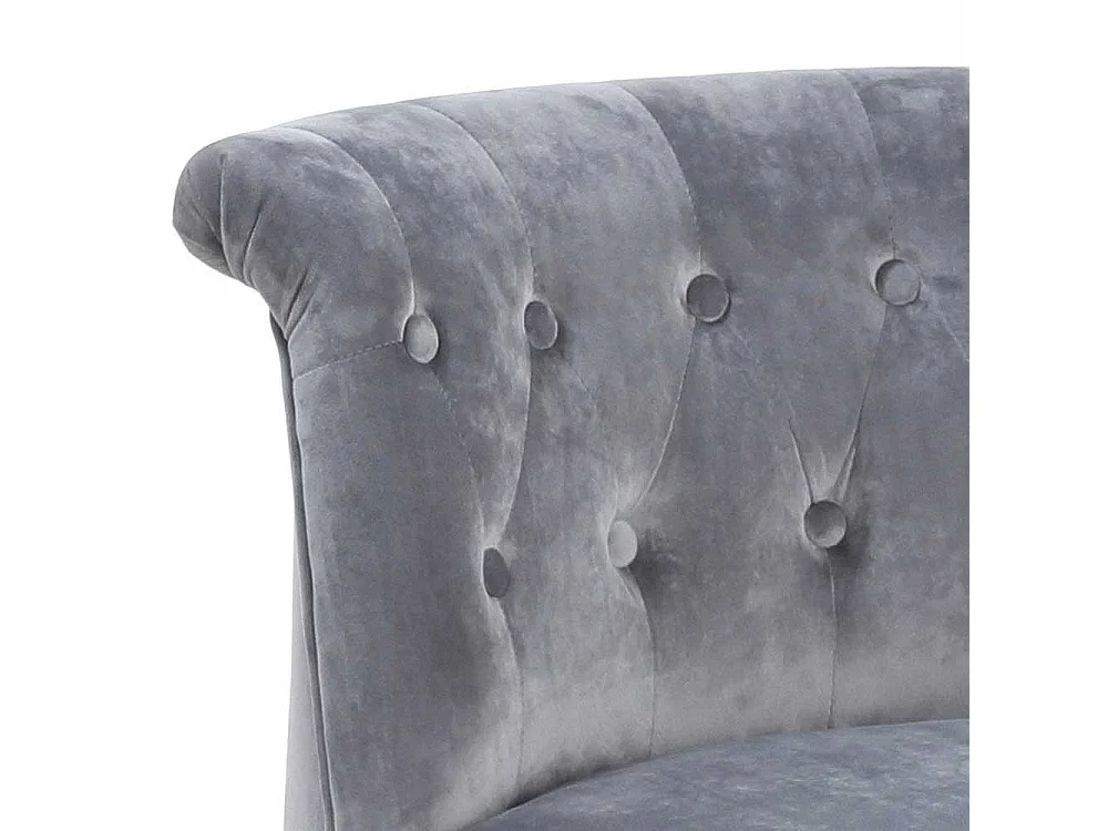 Samt Polsterstuhl in Grau Knopfsteppung