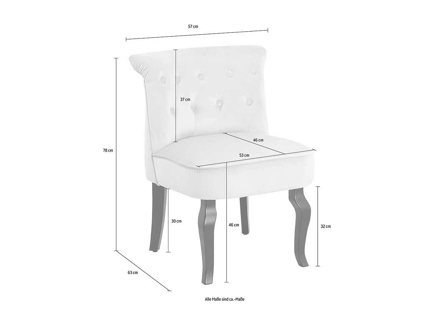 Samt Polsterstuhl in Grau Knopfsteppung
