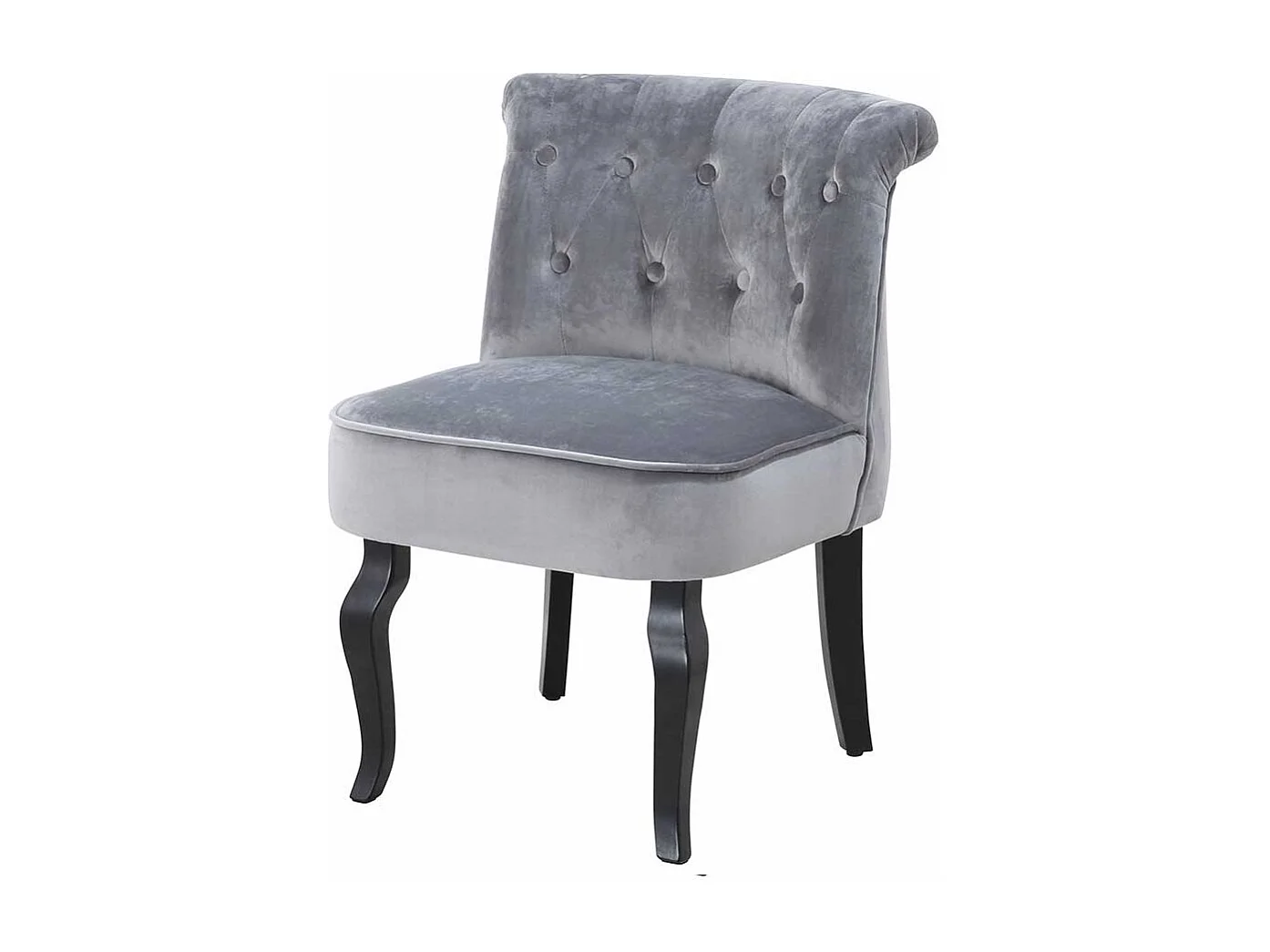 Samt Polsterstuhl in Grau Knopfsteppung