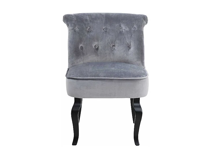Samt Polsterstuhl in Grau Knopfsteppung